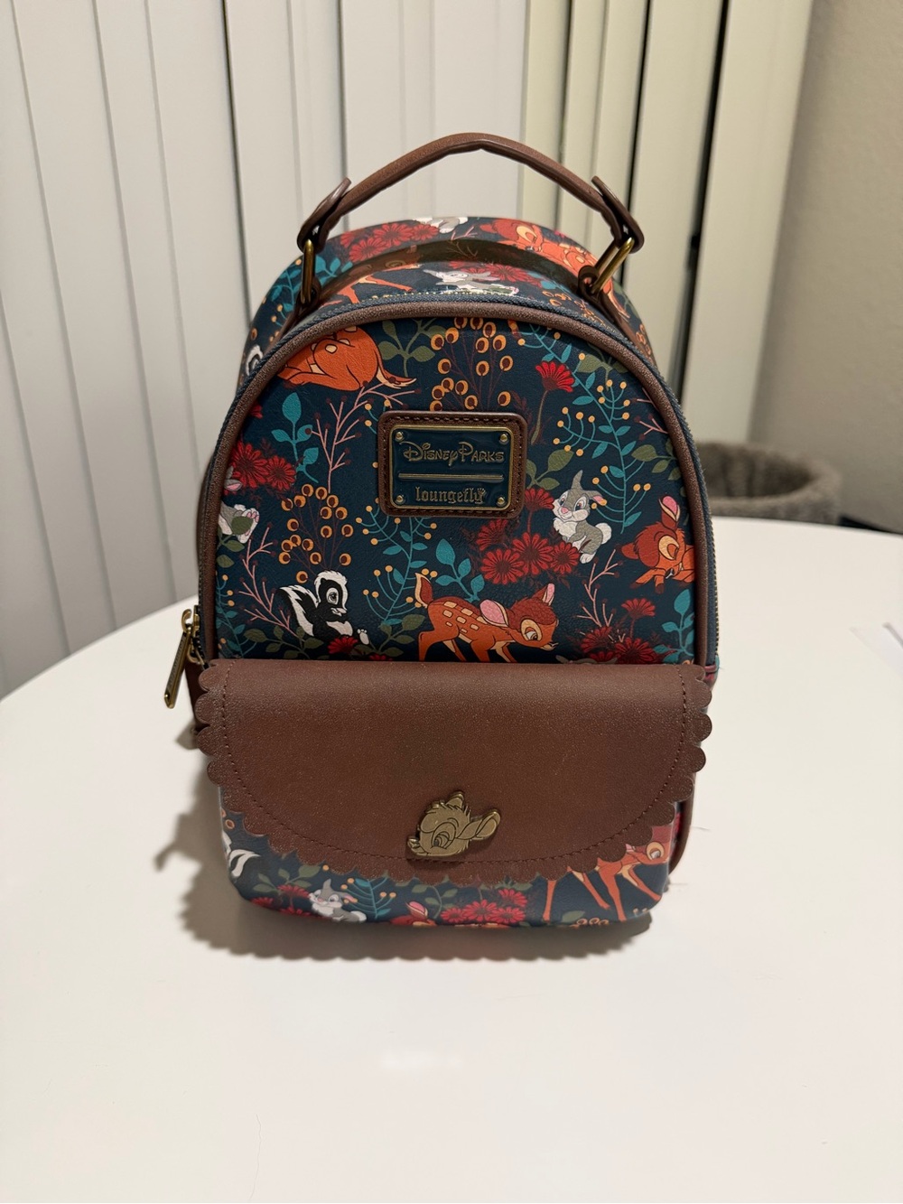 Loungefly Floral Bambi Mini Backpack in Teal and Brown